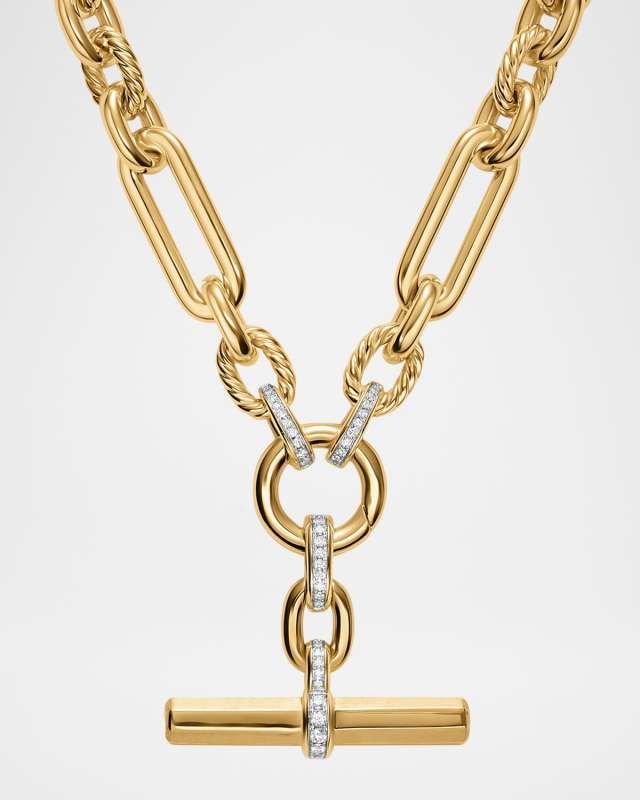 Lexington Chain Necklace with Diamonds in 18K Gold, 9.8mm, 18"L